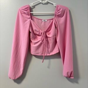 Ardene Pink Long Sleeve Ruched Blouse Small